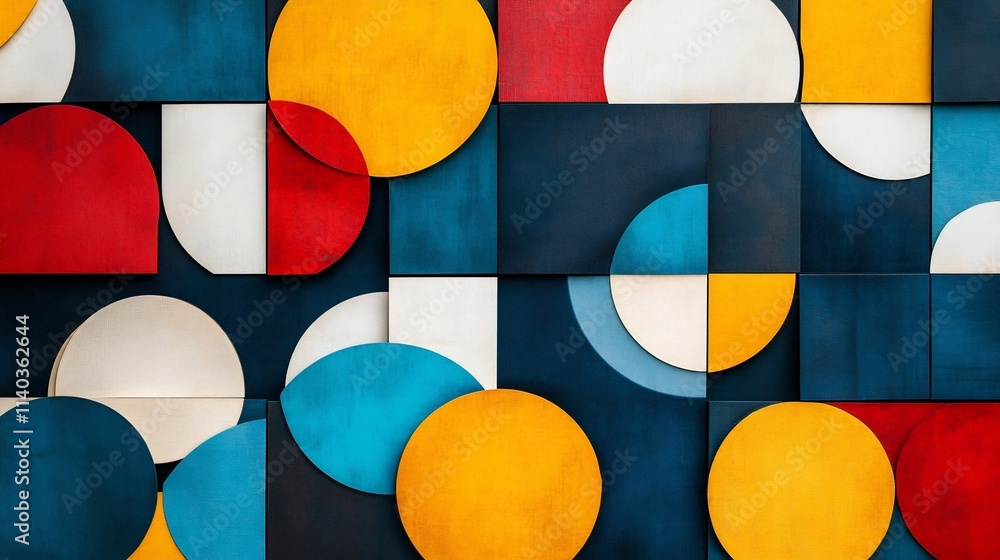 Poster vibrant geometric shapes in repeating abstract pattern for modern design