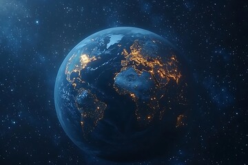Earth at Night from Space  Continents and Stars