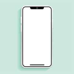 White smartphone with blank screen on isolated sky blue background