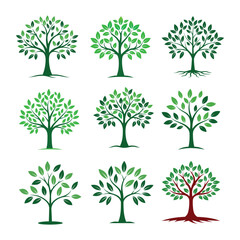 A bundle set of growth tree vector designs, perfect for eco-friendly and nature-themed creative projects.