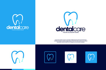 oral health services, with dental line art concept, vector graphic template.