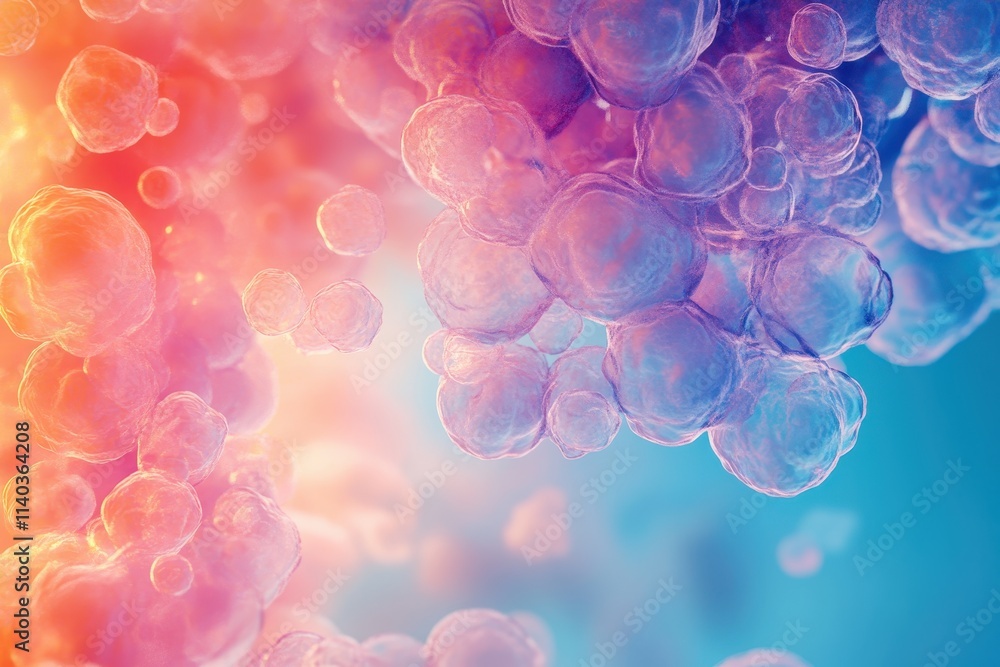 Poster abstract representation of colorful bubbles in a scientific context.