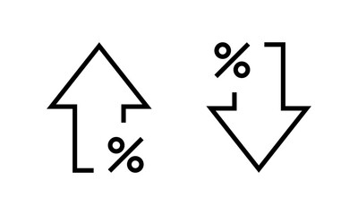 Percent growth and decline arrow icon. Increase and decrease percentage concept