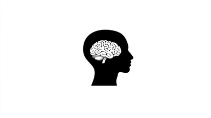 Silhouette of a Head with a Brain Inside