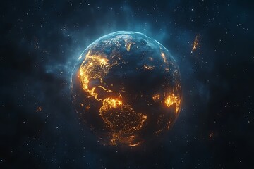 Obraz premium Glowing Earth at Night from Space2