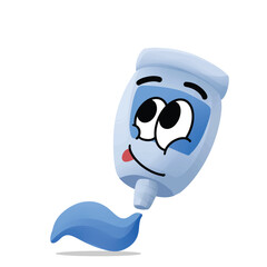 happy paint tube mascot illustration for design. cute and playful concept. artwork, workspace, tools, artist, creative, and painting themes