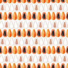 Watercolor seamless pattern with exotic fruits