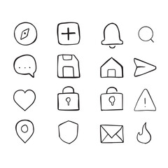 collection of app icon hand drawn illustration