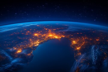 Earth at Night Mediterranean Coastline Lights