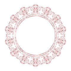 Damask Round Wreath rose gold circular ornament floral Abstract pattern, Classic Victorian traditional style, illustration Vintage Design, Flower luxury frames, Mandala, Antique, Moroccan frame