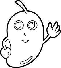 Cartoon mango character coloring outline vector