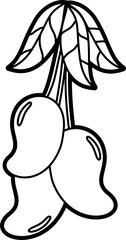 Bunch of mango coloring outline vector