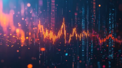 Colorful data visualization showing financial trends and analytics in a digital interface