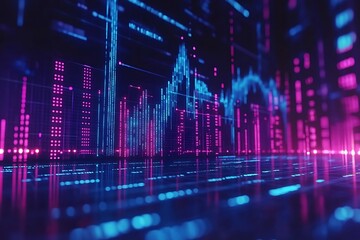 Pink Blue Digital Finance Chart Visualization