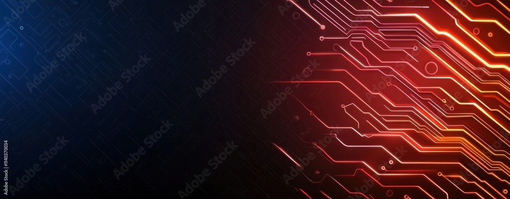 Poster a visually striking image featuring a gradient transition from dark blue to vibrant red, with intric