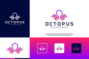 octopus logo with modern technology style, tentacle shape, graphic design illustration.