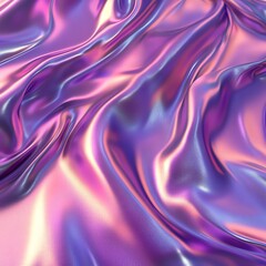 Obraz premium Glossy, iridescent fabric texture with wavy patterns in purple and pink hues.