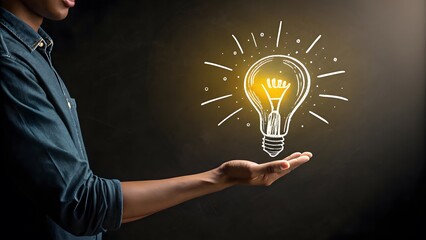 businessman holding bulb Creative idea. Concept of idea and innovation, Businessman holding light bulb. Creative thinking and learning. Idea concept with innovation and inspiration for business 