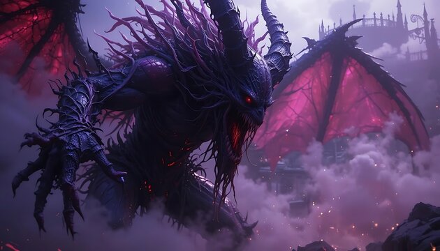 Demonic Creature: Dark Fantasy Artwork with Glowing Eyes