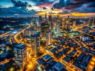 Drone Photography Dark Background: Night Cityscape, Aerial View, Silhouette, Low Light, Dark Sky, Urban Exploration, Night Flight, City Lights, Drone Shot, Black Background, Dark Aesthetics, 