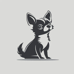 Chihuahua or terrier logo symbol, stylized vector of small yound dog