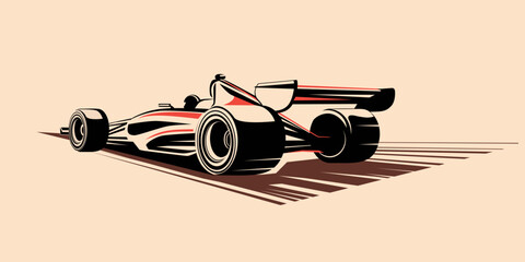 formula one bolide stylized vector symbol, outlined sketch