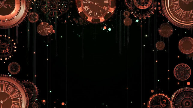 Black steampunk themed background. AI Generated