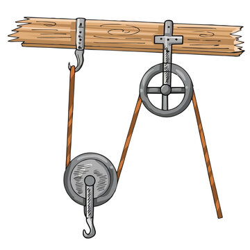 pulley system lifting object cartoon style clip art preview