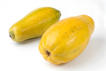 Fresh Yellow Papaya on a White Background - Tropical Fruit Image