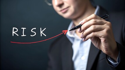 Business concept Risk management and mitigation to reduce exposure for financial investment, projects, engineering, businesses. Concept with manager write arrow to low level. Risk