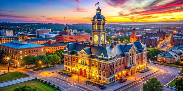 Duluth GA Town Hall Aerial View - Stunning Architecture, Cityscape Drone Photography