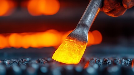 A person holding a hammer with a piece of metal in it