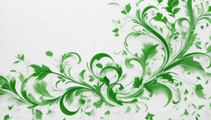 White paper background with green flourishes and copy space