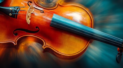 Fototapeta premium Vibrant Violin Image With Artistic Motion Blur Background