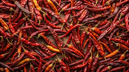 Spicy dried chili peppers in silhouette against white background