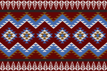 Ikat seamless pattern. Native ornament. Ethnic  decor style. It Boho geometric ornament. Vector seamless pattern. Mexican blanket, rug. Woven carpet