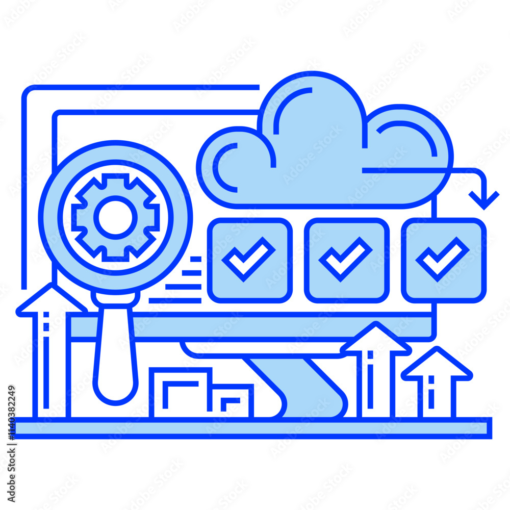 Poster cloud monitoring line icon. linear style sign for mobile concept and web design. outline vector icon