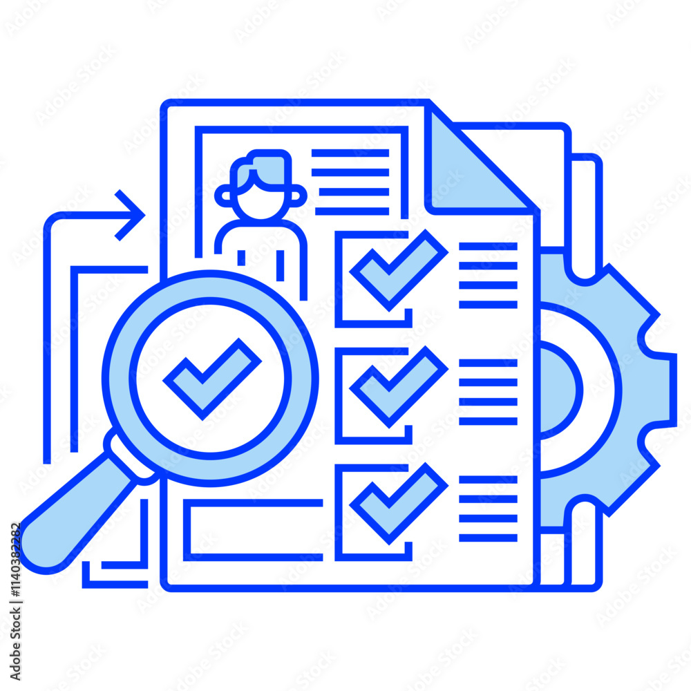 Poster data verification line icon. linear style sign for mobile concept and web design. outline vector ico