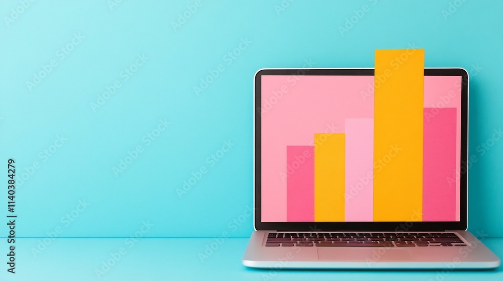 Poster minimalist financial report with abstract geometric shapes and chart graphs