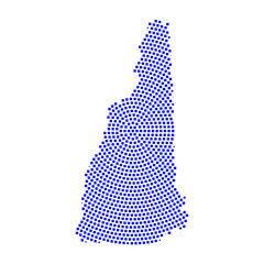 Abstract graphic New Hampshire map from pixel blue on a white background. Vector illustration.	
