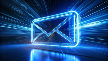 Email Marketing Long Exposure Photography: Digital Communication & Blue Background Render