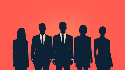 Silhouette Business Data Analytics Team in Corporate Office Setting