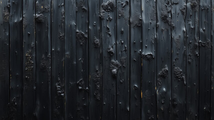 Fototapeta premium A black wooden board with many holes and splinters