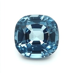 Radiant Round Cut Zircon Gemstone with Pale Blue Hues on White Background