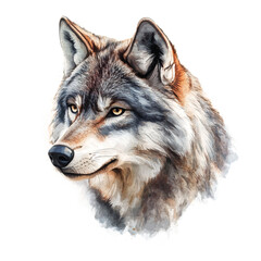 Fototapeta premium A Realistic Watercolor Painting of a Wolf's Head.