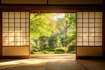 Traditional Japanese divider door window