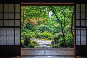 Traditional Japanese sliding door and room partition
