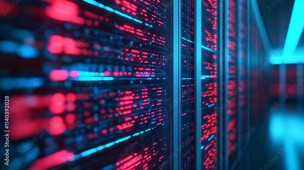 Aufkleber quantum computing chip in futuristic server with holographic projections