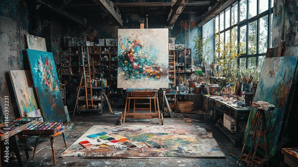 Aufkleber exploring color concepts vibrant palettes for creative art studio spaces