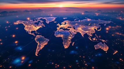 Intricate global value chains connecting manufacturers, suppliers, and distributors across borders - conceptual illustration of international trade and supply chains